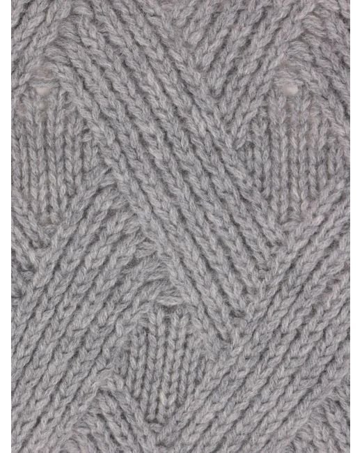 Allude Gray Cable-Knit Crew-Neck Sweater