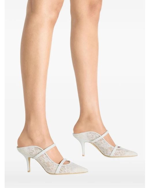 Malone Souliers White Maureen Strap-Detail Mules
