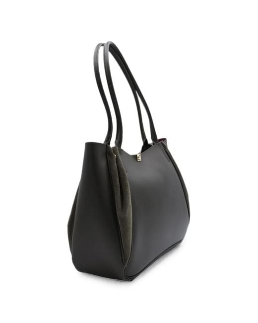Coccinelle Gray Pansy Leather Suede-Panel Tote Bag
