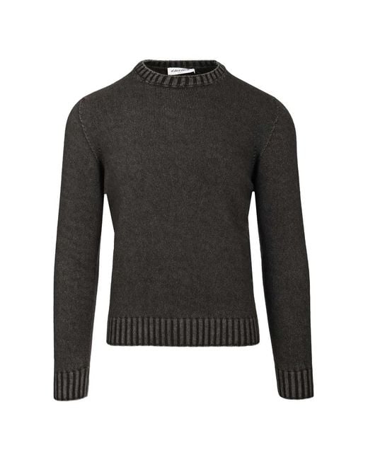 Al Duca D'aosta Black Ribbed-Trim Crew-Neck Sweater for men
