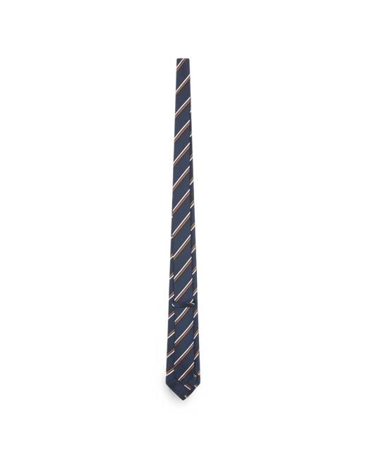 Kiton White Diagonal-Stripe Silk Tie for men