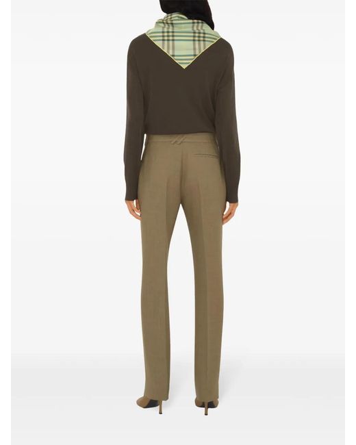 Burberry Green Check Silk Scarf