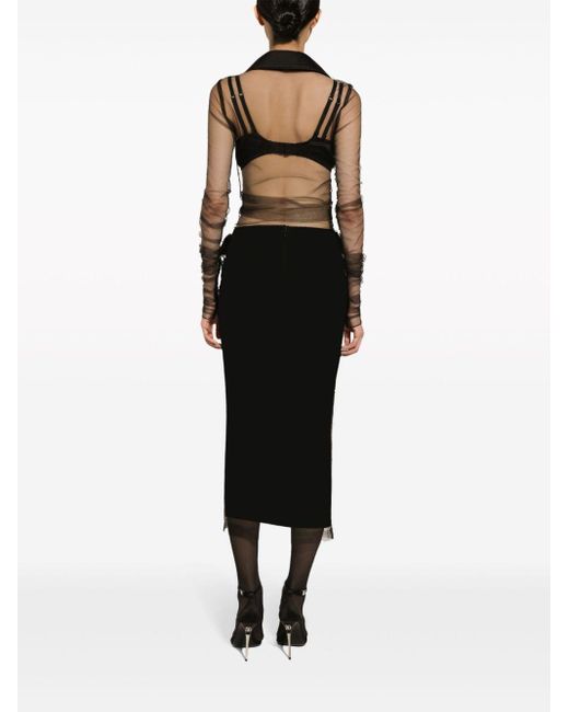 Dolce & Gabbana Black Blazer mit transparentem Tüll
