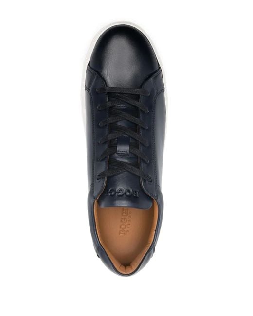 Boggi Blue Leather Trainers for men