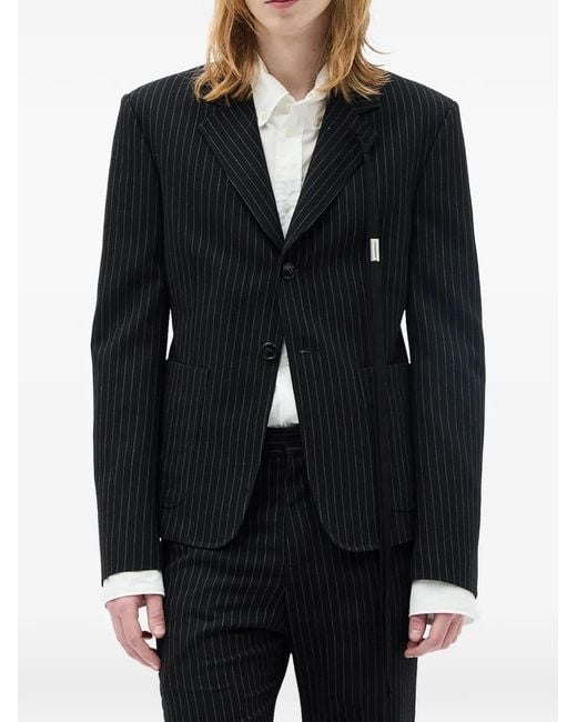 Ann Demeulemeester Black Rami Pinstripe-Pattern Blazer for men