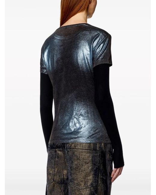 DIESEL Blue T-Miwa Layered Acid-Wash T-Shirt