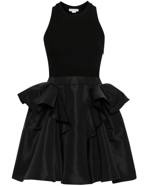 Alexander McQueen Black Peplum-trim Mini Dress