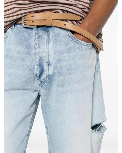 ICON DENIM Blue Scott Distressed-Effect Straight-Leg Jeans for men