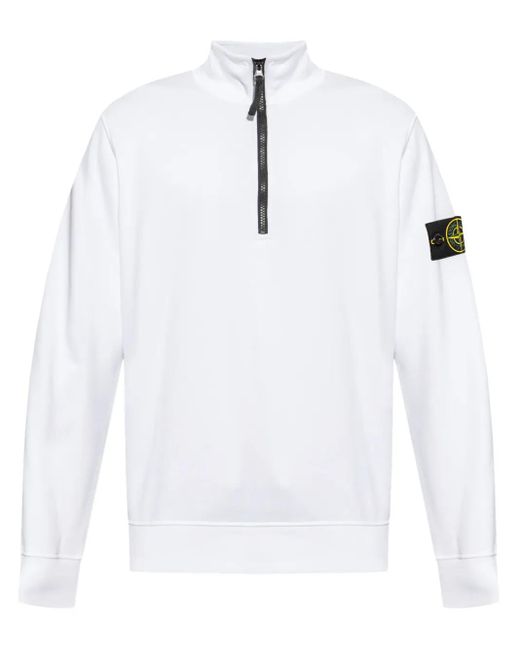 メンズ Stone Island コンパスバッジ スウェットシャツ White
