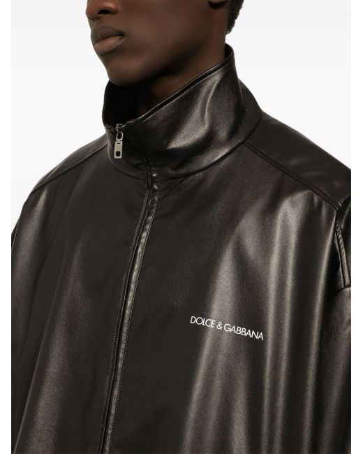 Dolce & Gabbana Black Faux-leather Bomber Jacket for men