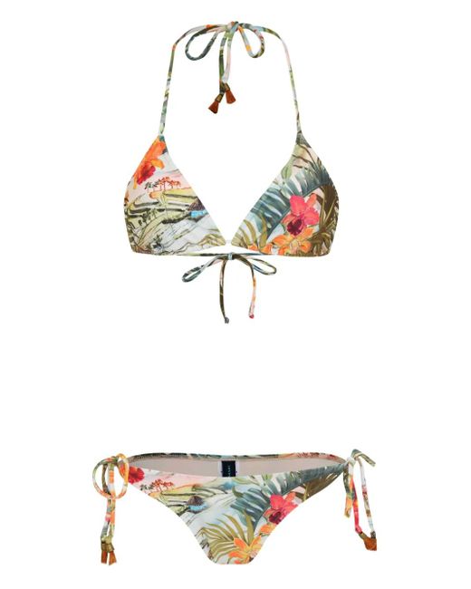 Bikini con estampado tropical Lygia & Nanny de color White