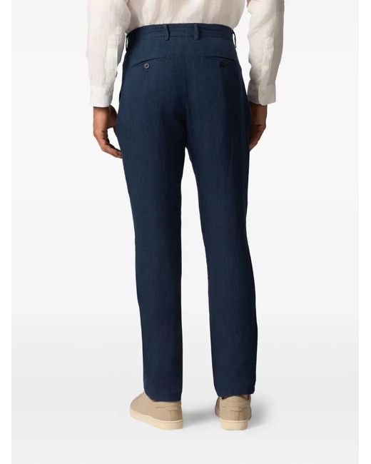 Brooks Brothers Blue Textured Linen Trousers for men