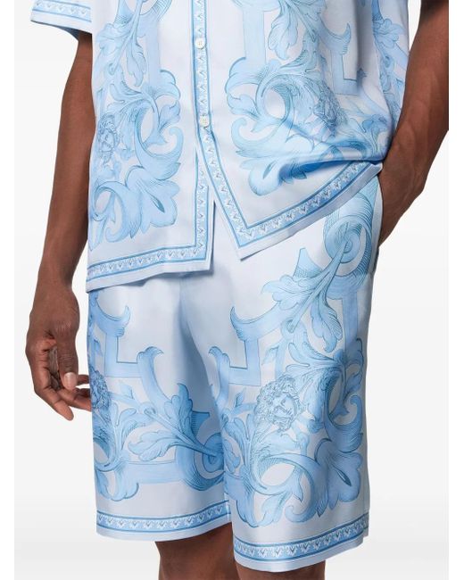 メンズ Versace バロッコプリント ショートパンツ Blue