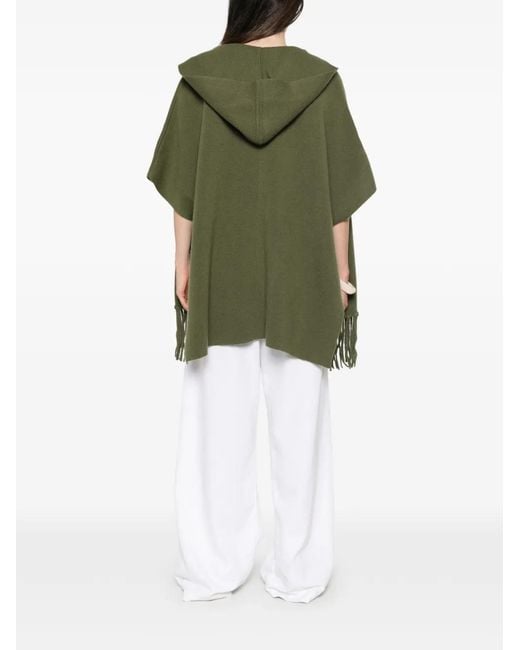 Philo-Sofie Cashmere Green Fringed Hooded Cape