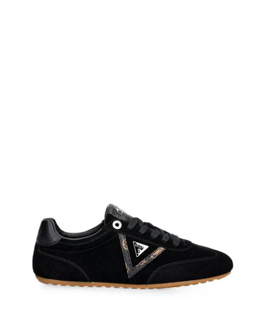 Guess Black Suede Logo-Patch Sneakers