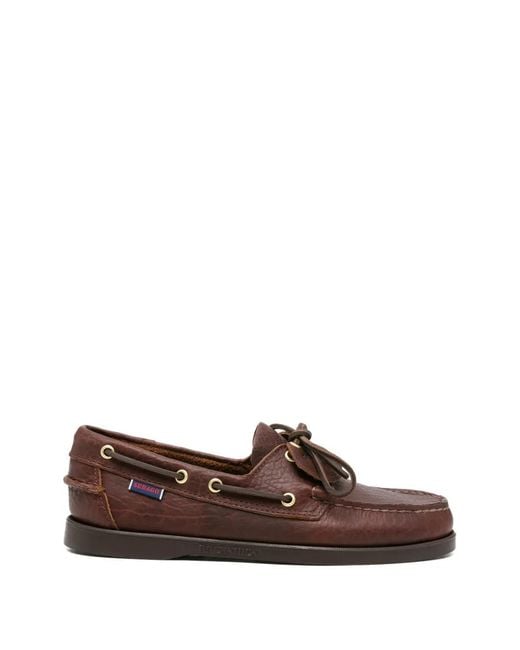Sebago Brown Docksides Leather Boat Shoes for men