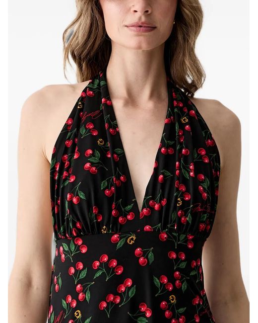 Guess Black Cherry-Print Asymmetric-Hem Mini Dress