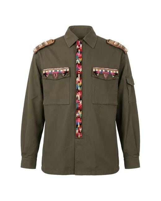 Valentino Garavani Green Military Shirt Jacket