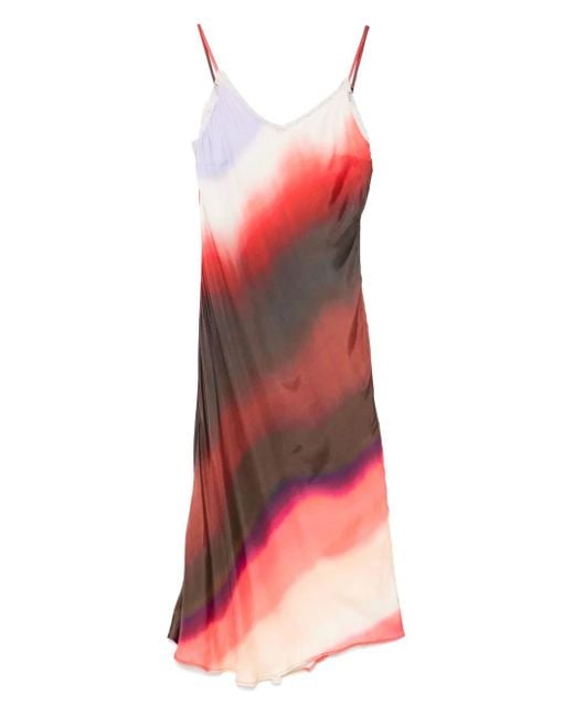 Patrizia Pepe Red Gradient-Print Midi Dress