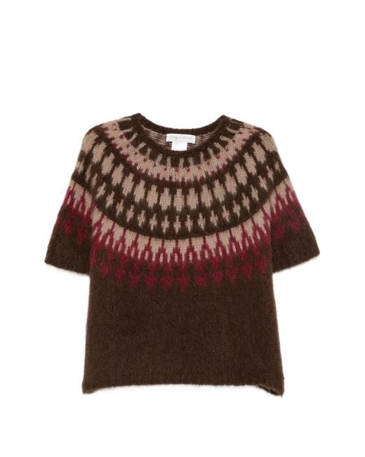 Phisique Du Role Brown Norwegian Round-Neck Top