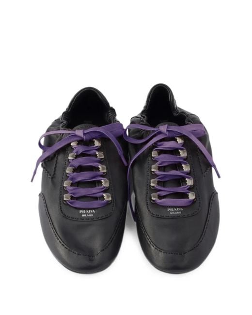 Prada Black Collapse Antiqued Nappa Leather Sneakers With Hooks for men