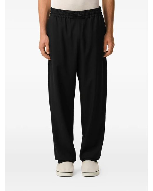 AMI Black New Wool Elasticated Waist Trousers for men