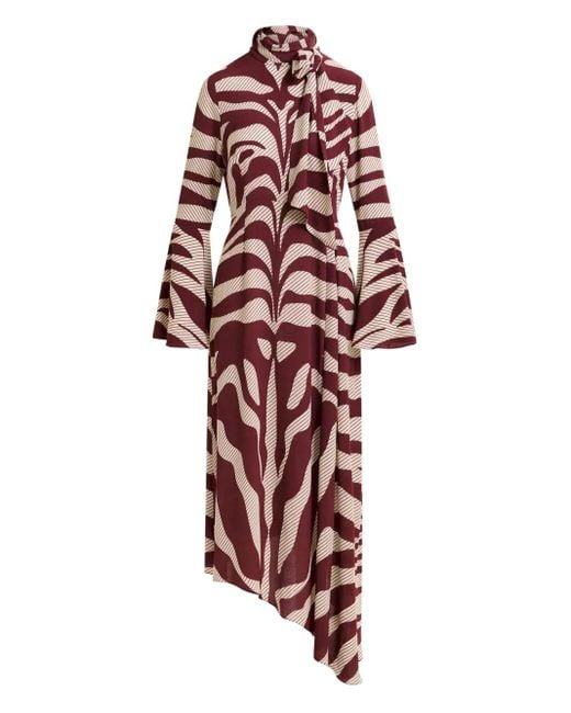 Essentiel Antwerp Red Midikleid mit Zebra-Print