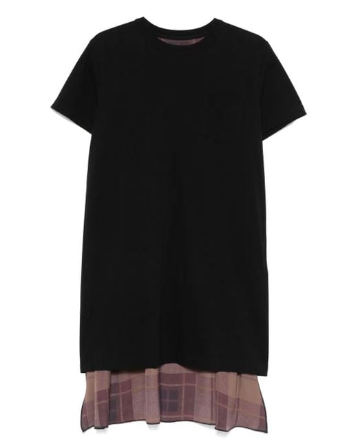 【sacai】 ブラック パネル ミニワンピース Sacai パネル ミニドレス ブラック | Lyst