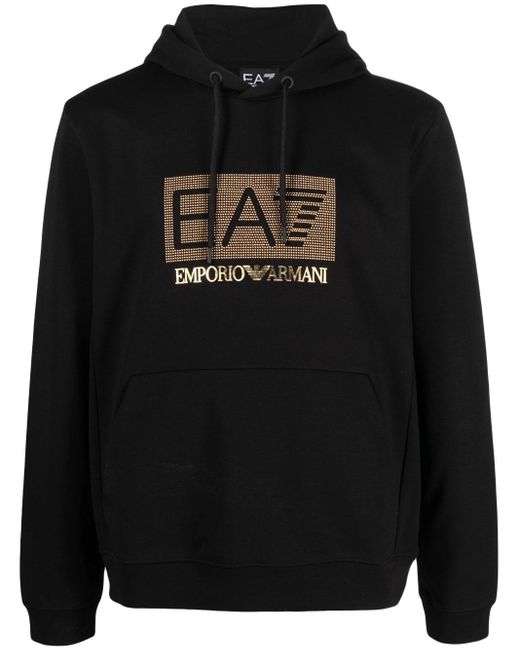 EA7 Logo-embellished Hoodie Sweatshirt in Black for Men | Lyst