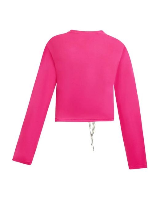 Area Pink Crystal-Flower Draped Top