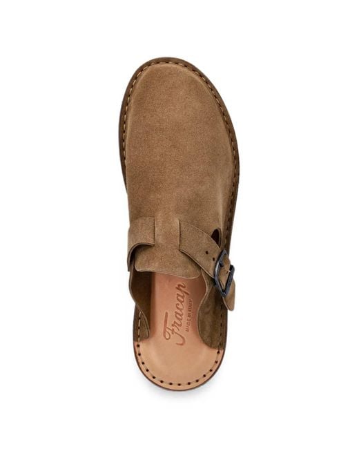 Fracap Brown Buckle-Fastening Suede Mules