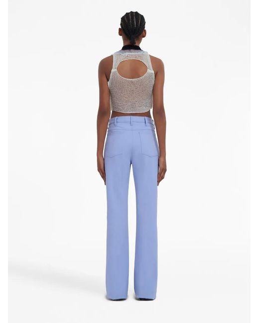 Marni Blue Pressed-Crease Straight-Leg Trousers