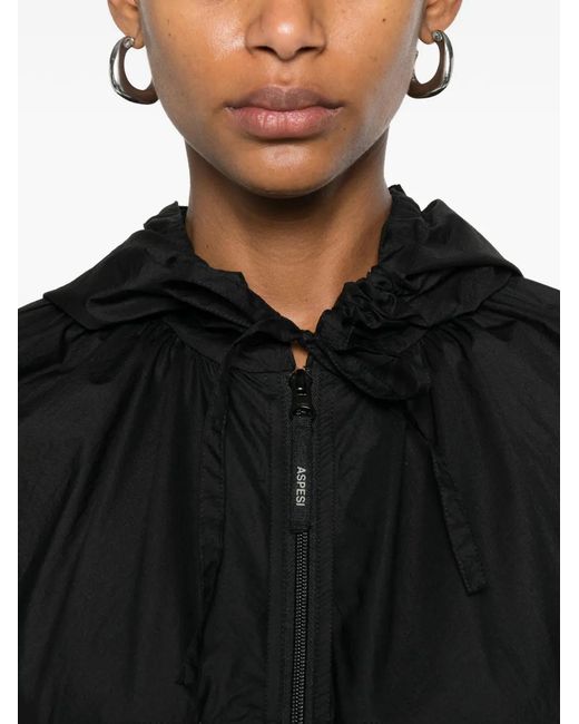 Aspesi Black Manteau À Capuche