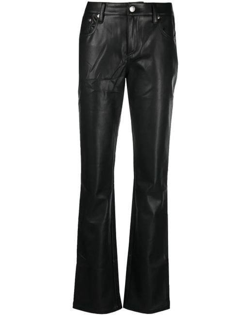 M I S B H V Black Faux-Leather Straight-Leg Trousers