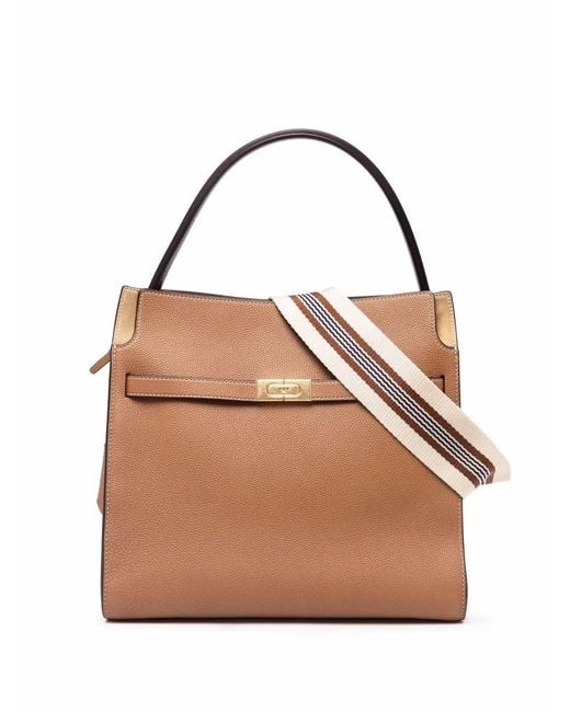 Tory Burch Natural Lee Radziwill Leather Double Tote Bag
