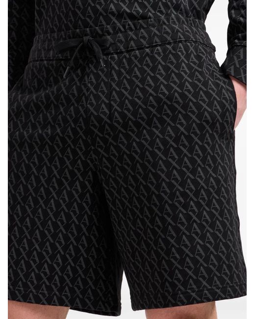 ARMANI EXCHANGE Gray Monogram Track Shorts for men