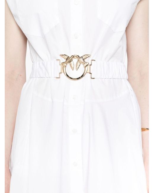 Pinko White Sleeveless poplin shirt dress
