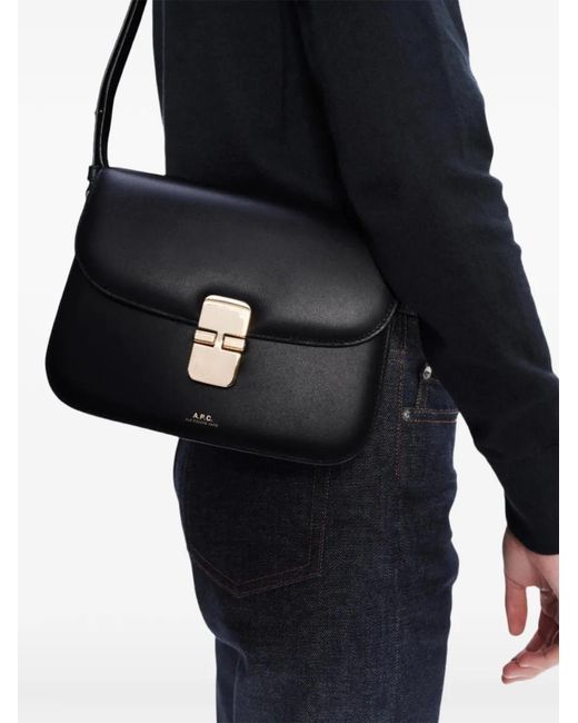 A.P.C. Black Grace Logo-Embossed Shoulder Bag