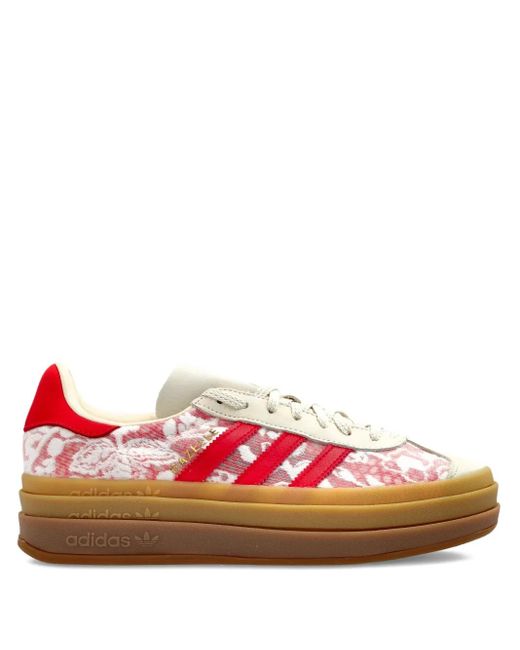 Adidas Red Floral-Print Platform Sneakers