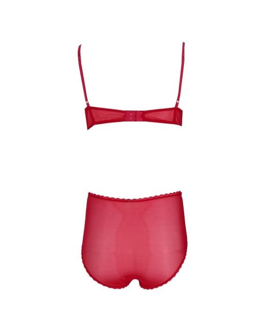 Laura Urbinati Red Tulle Bow-Detail Bra
