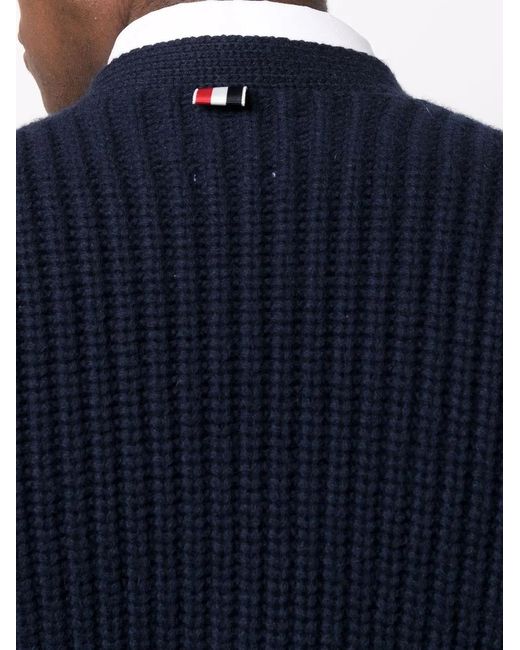 Thom Browne Blue Patch-Pocket Cashmere Cardigan for men