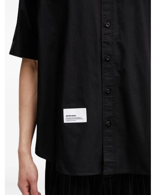 Aape By A Bathing Ape Black Logo-Patch Button-Down Shirt for men