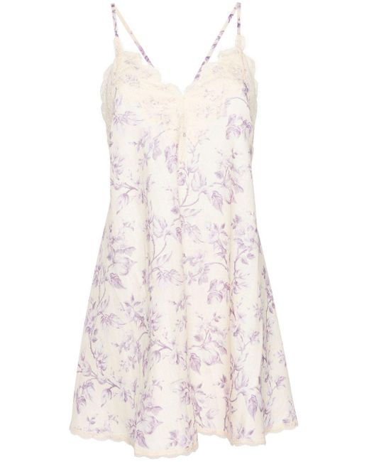 Zimmermann Yellow Light And Lilac Floral Linen Dress