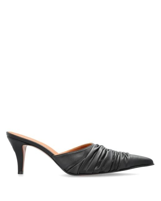 Alexander McQueen Black Birdee Ruched Pointed-Toe Mules