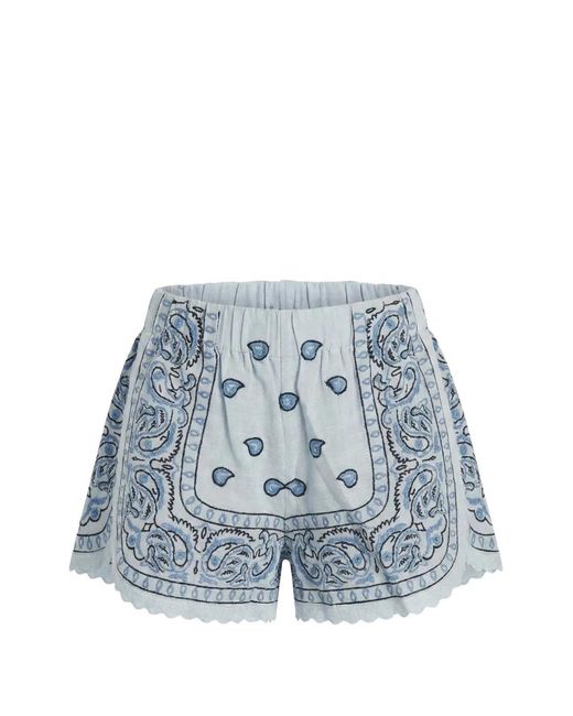 ORSINA Blue Short À Motif Cachemire Brodé Bandana