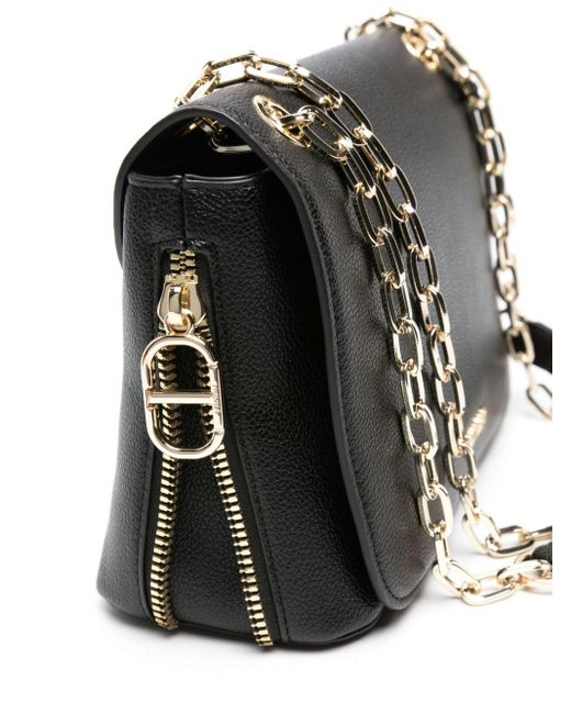 Black Handbag + Black Leather Chain Shoulder Strap Set