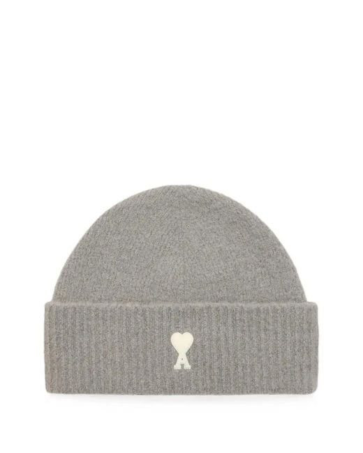AMI Gray Alpaca Beanie With Ami De Coeur