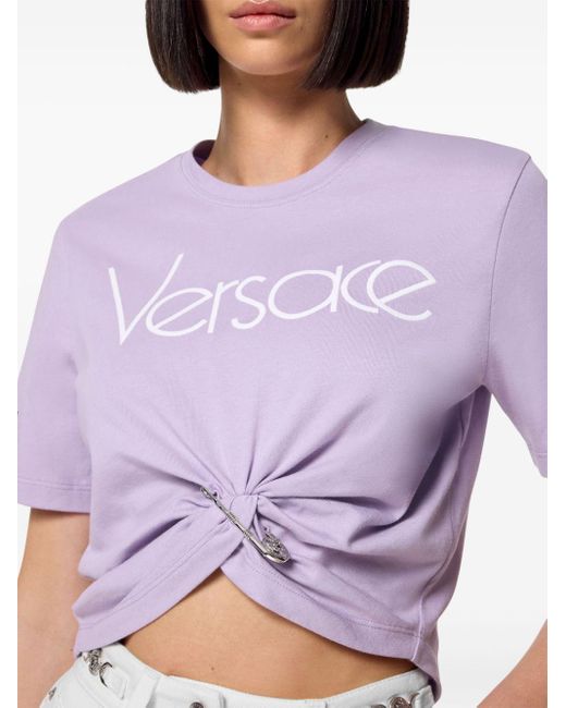 Versace Purple Twisted Cotton T-shirt