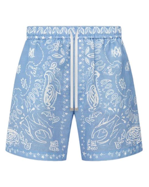 Amiri Blue Bandana Watercolor Shorts for men