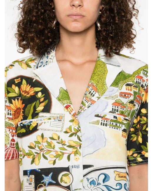 Farm Rio Metallic Latin Trip Scarves Shirt